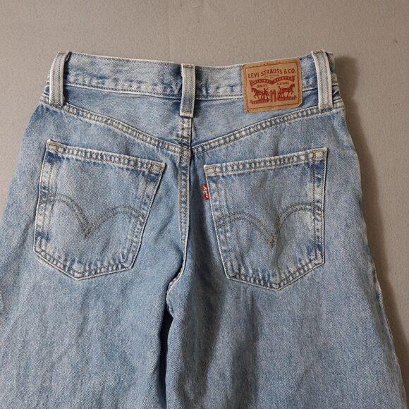 Levis 94 Baggy Wide-Leg Jeans Womens 25 27x29 Blue Denim Cotton Distressed - Picture 14 of 15